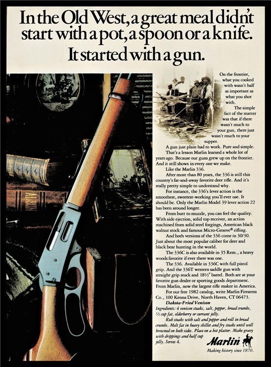1982 MARLIN Model 336 (336C & 336T) Lever Action Rifle ADDakota Venison Re-img-0