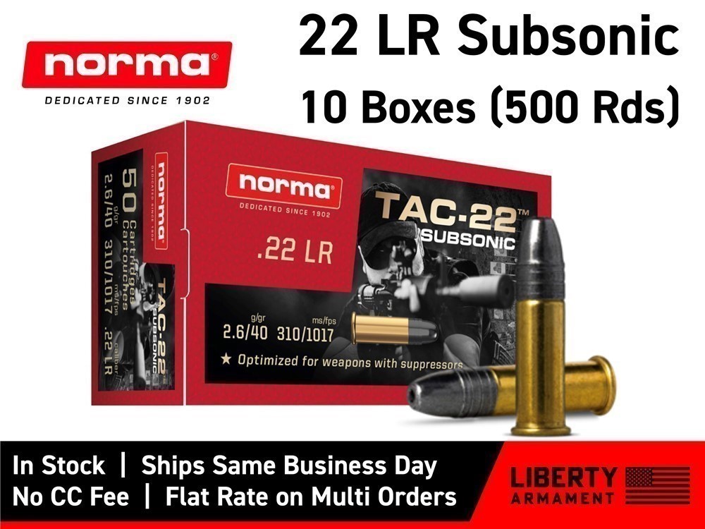 22 LR Subsonic Ammo, Subsonic 22LR Ammunition, Norma TAC-22-img-0