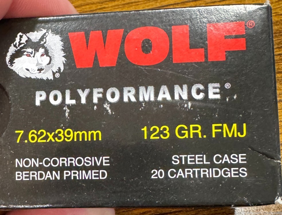 Wolf Polyformance 7.62x39 123 Gr. FMJ 4 Boxes of 20 Shells -img-0