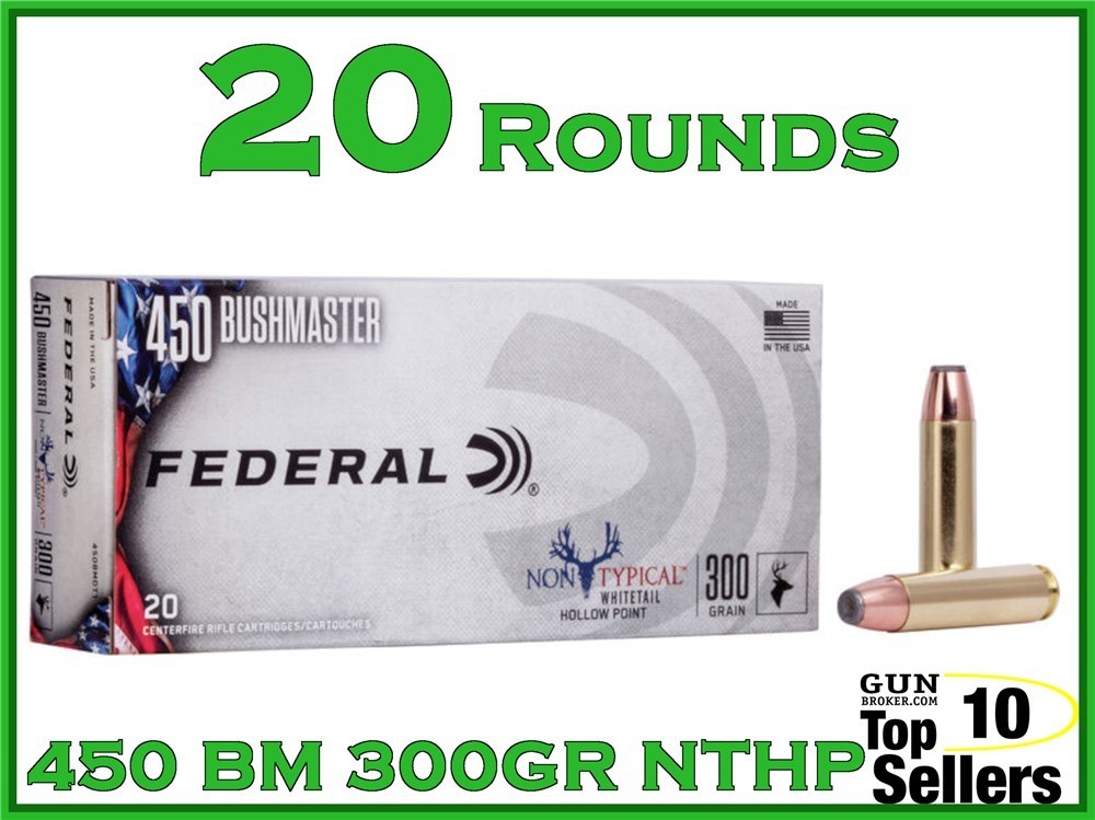 Federal Non Typical Whitetail 450 Bushmaster 300 GR 450BMDT1 20CT-img-0