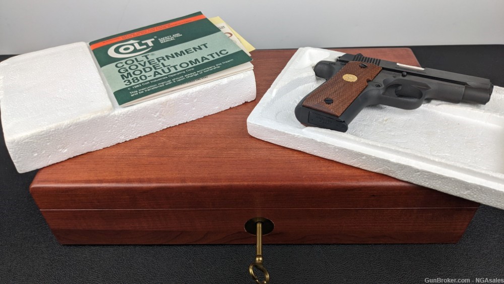 Colt|.380 Government Model Series 80|1984|Wood Display Case|Excellent-img-1