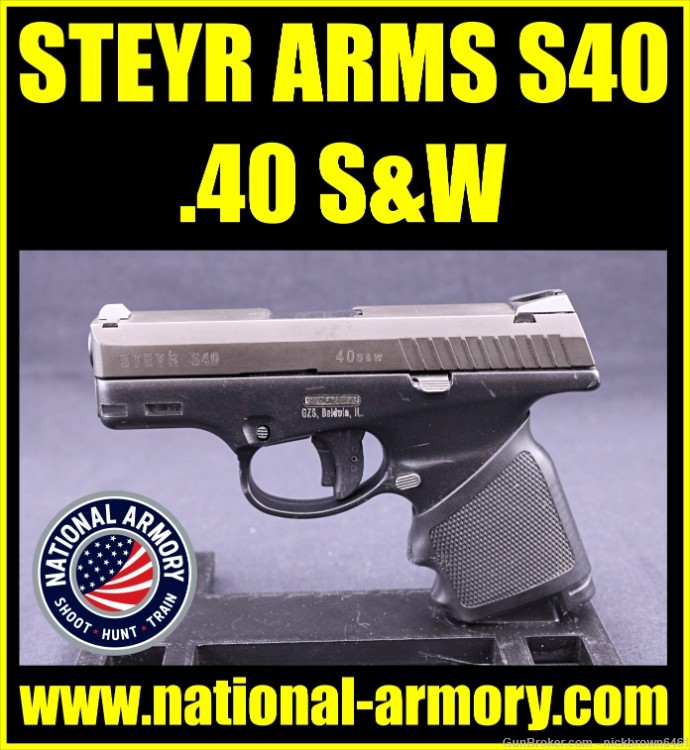 STEYR ARMS S40 COMPACT 40 S&W 3.62" 10 RD CAPACITY RUBBER GRIP SLEEVE-img-0