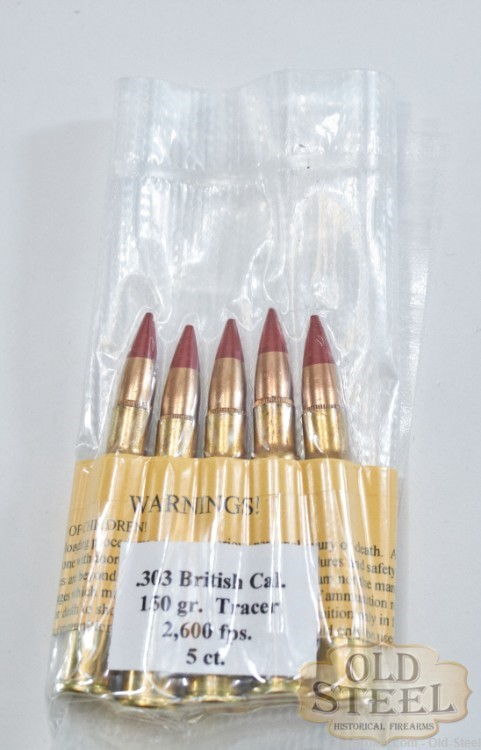 5 Rounds of 303 British Red Tip Tracer Ammo in Vacuum Sealed Bag-img-0