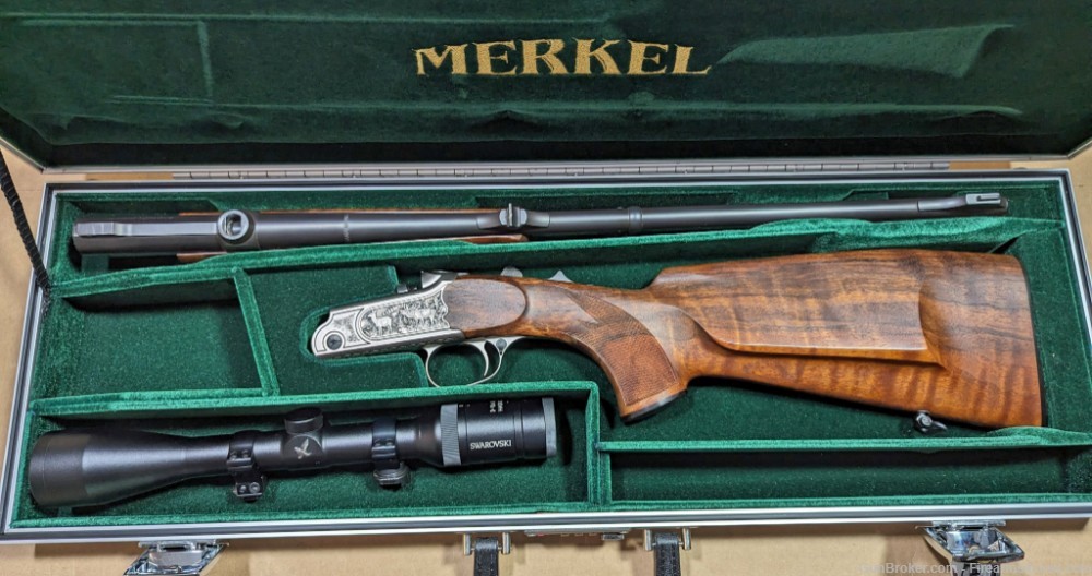 Merkel K-1 300 Win Mag Engraved Lightweight Stalking Rifle Swarovski Scope-img-0