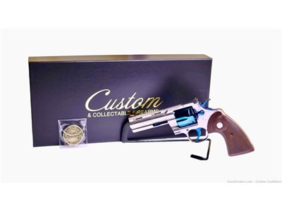 Custom Colt Python Blue PVD Finish 357 Mag 4" 6RD Stainless SA/DA Wood Grip
