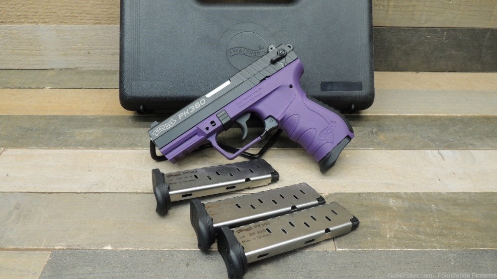 Walther PK380 Purple .380ACP Semi-Auto Pistol w/Case and  Mags-img-0