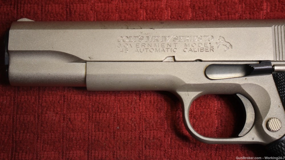 Colt 1911 E Nickel Series 70 45 ACP Matching Magazine Full Size Handgun-img-2