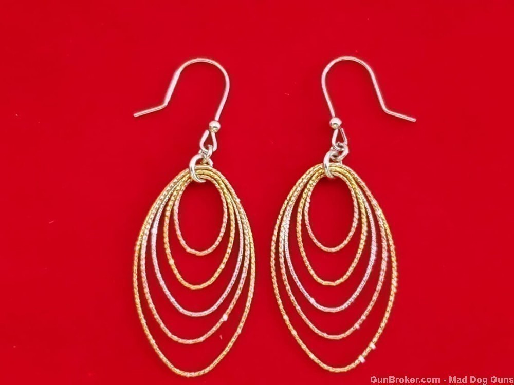 925 Sterling Silver Rhodium Plated & 14K Gold Overlay Earrings.S33*REDUCED*-img-0
