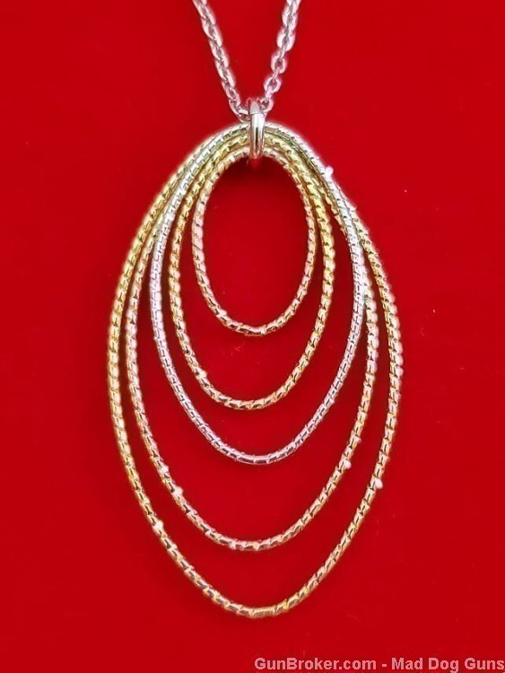 925 Sterling Silver Rhodium Plated & 14K Gold Overlay Necklace.S32*REDUCED*-img-0