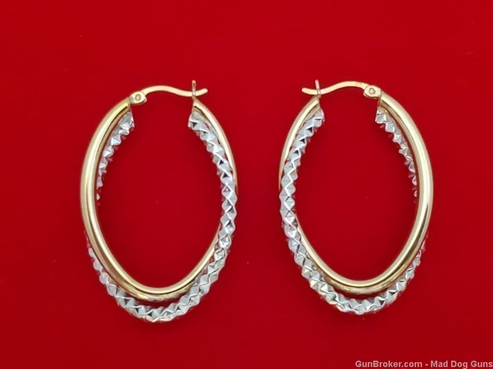 925 Sterling Silver Rhodium Plated & 14K Gold Overlay Earrings.S31*REDUCED*-img-0