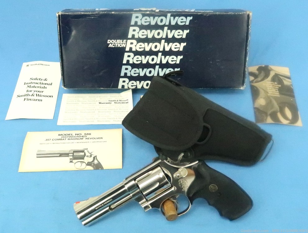 Smith & Wesson Model 586-1 Nickel 4 Inch Boxed Product 103541 Made 1986-img-0
