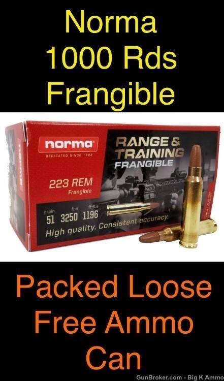 1000 Rounds of .223 Rem FRANGIBLE Target Reduced Hazard Training Ammo-img-0