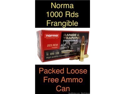 1000 Rounds of .223 Rem FRANGIBLE Target Reduced Hazard Training Ammo