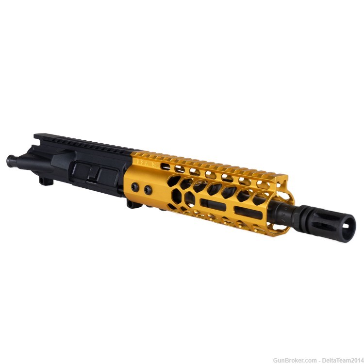 AR15 8.5" 5.56 223 Pistol Complete Upper - Anodized Gold HG - Assembled-img-1