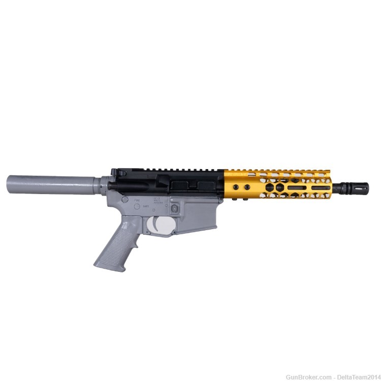 AR15 8.5" 5.56 223 Pistol Complete Upper - Anodized Gold HG - Assembled-img-6