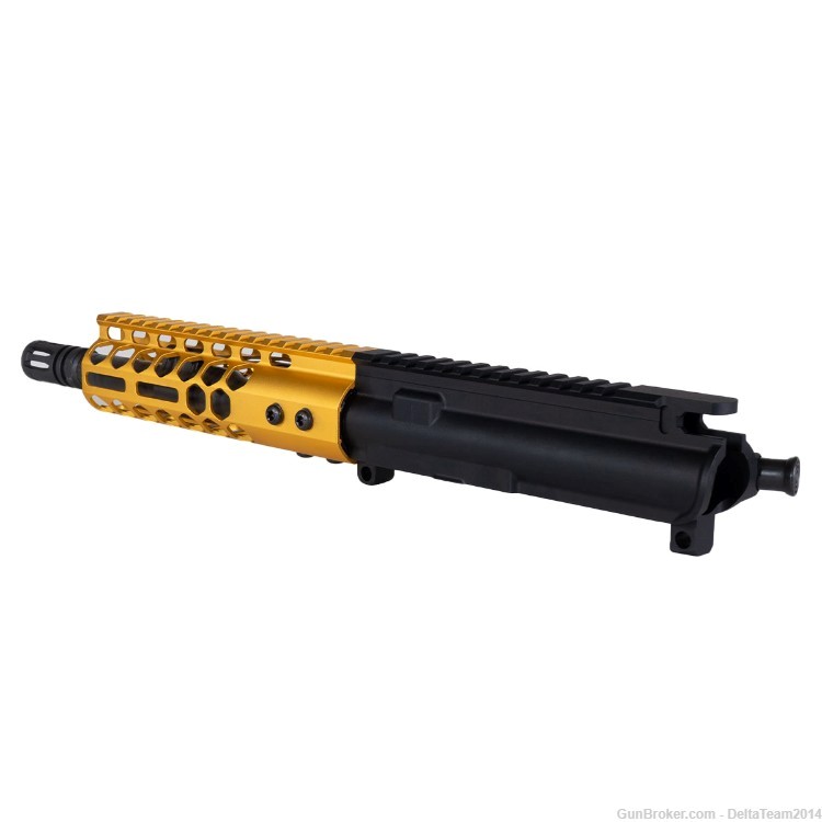 AR15 8.5" 5.56 223 Pistol Complete Upper - Anodized Gold HG - Assembled-img-4