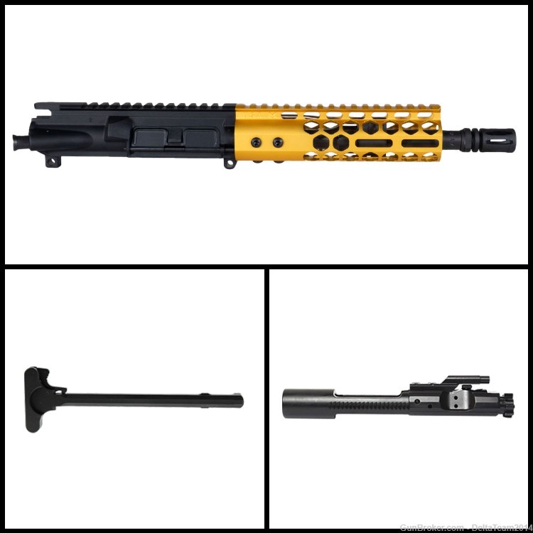 AR15 8.5" 5.56 223 Pistol Complete Upper - Anodized Gold HG - Assembled-img-0
