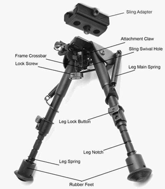 AR Tactical Bipod w/ Picatinny Sling Adapter 6"-9"-img-0