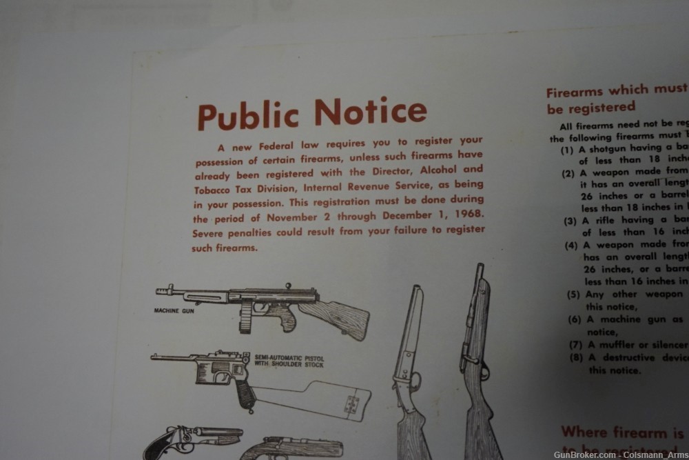 1968 ATF Class 3  BAN POSTER in Post Offices for 2 months-img-2