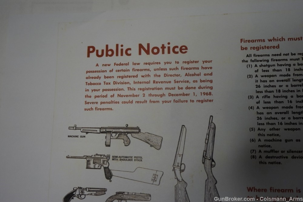 1968 ATF Class 3  BAN POSTER in Post Offices for 2 months-img-7