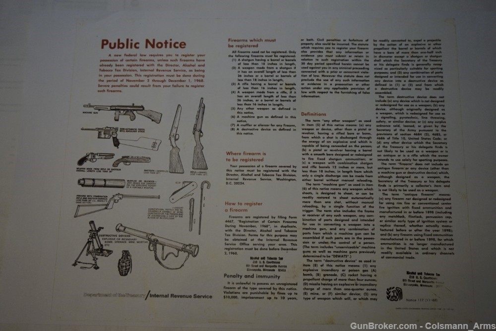 1968 ATF Class 3  BAN POSTER in Post Offices for 2 months-img-5