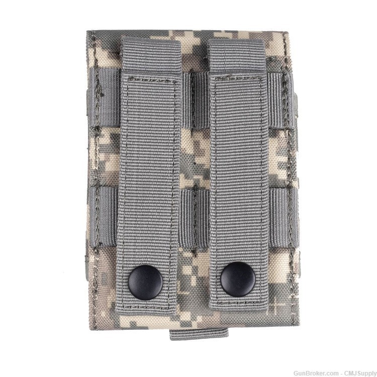 CMJ Supply Fits Glock 17 19 22 23 Double Pistol 2-Mag Pouch Camo Molle-img-1