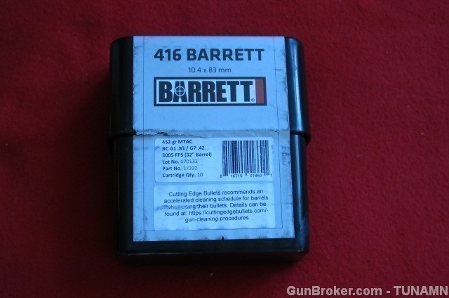 416 Barrett 10.4x83mm 452 Gr MTAC Ammunition One Box 10 Rounds New-img-3