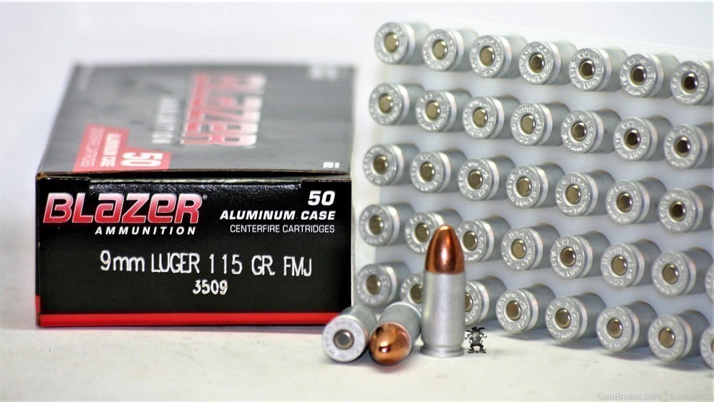 9 MM CCI BLAZER Aluminum 9mm FMJ 115 GRAIN  PRACTICE AMMUNITION 50 Rounds-img-1