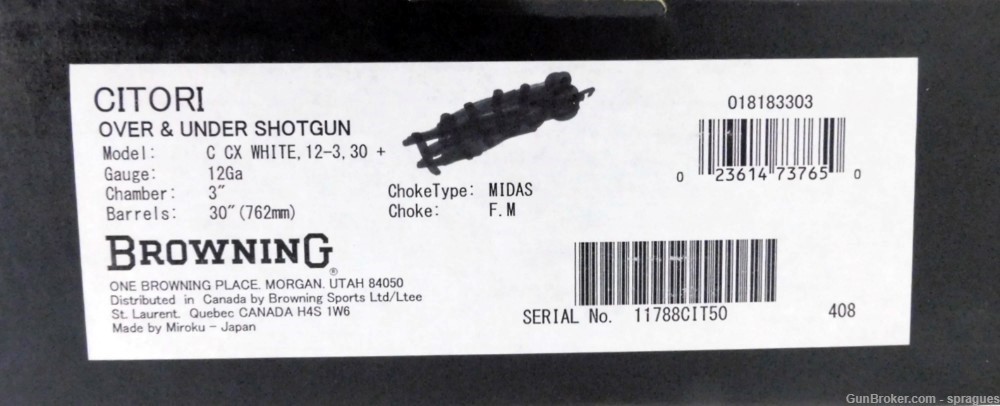 Browning Citori CX O/U Shotgun 30" 3" 12 GA With Original Box 3 Choke Tubes-img-11