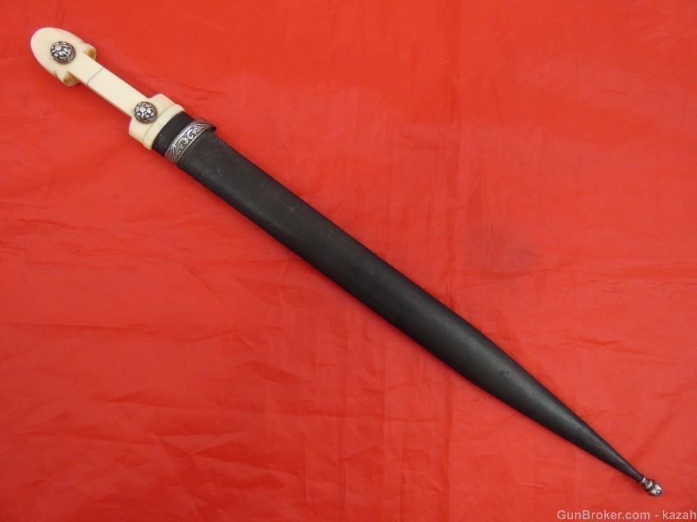 ANTIQUE RUSSIAN CAUCASIAN KINJAL DAGGER ARABIC CALLIGRAPHY SILVER sword 19c-img-2
