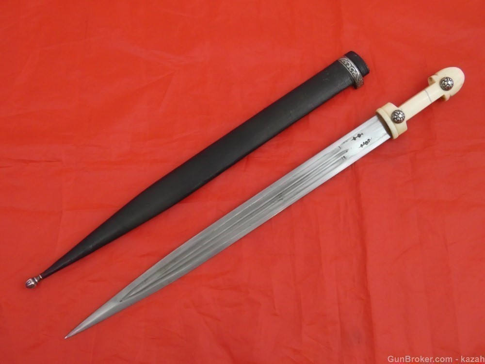 ANTIQUE RUSSIAN CAUCASIAN KINJAL DAGGER ARABIC CALLIGRAPHY SILVER sword 19c-img-1