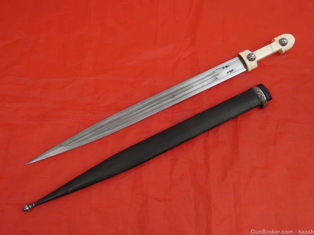 ANTIQUE RUSSIAN CAUCASIAN KINJAL DAGGER ARABIC CALLIGRAPHY SILVER sword 19c-img-10