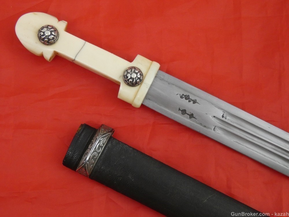 ANTIQUE RUSSIAN CAUCASIAN KINJAL DAGGER ARABIC CALLIGRAPHY SILVER sword 19c-img-6