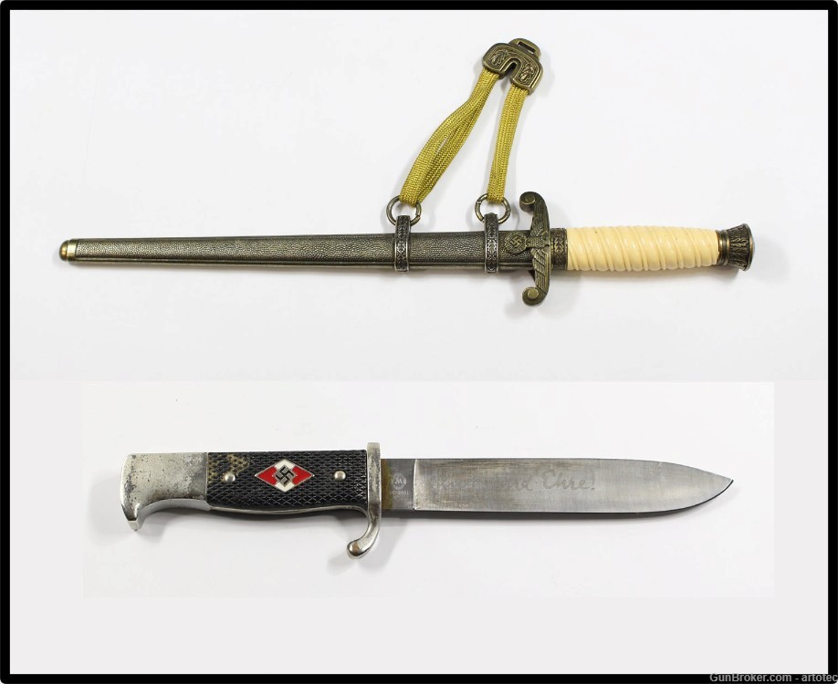 Lot of 2 GERMAN WWII knife and dagger YOUTH and ARMY REPRODUCTION PENNY Auc-img-0