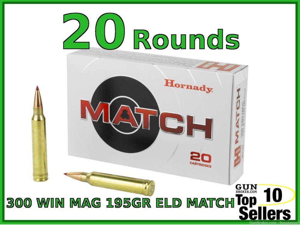 Hornady Match 300 Win Mag 195 GR ELD 82180 20CT-img-0