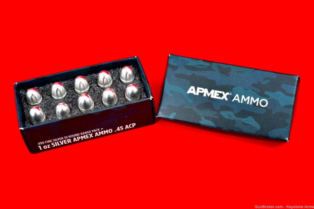 10 Troy Oz Apmex Fine Silver .45 ACP Ammo In Original Box Build Your Stack!-img-5