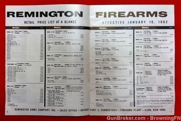 Orig Remington Retail Price List 1962-img-1