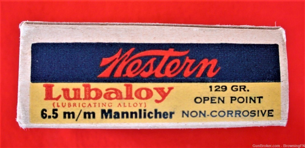6.5mm Mannlicher  Schoenauer Vintage Box 20 Rounds Western Bullseye-img-2