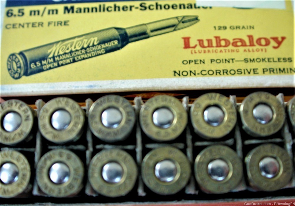 6.5mm Mannlicher  Schoenauer Vintage Box 20 Rounds Western Bullseye-img-5
