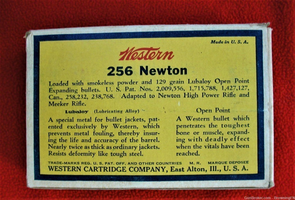 .256 Newton Original Vintage Box 20 Rounds Western Bullseye-img-5