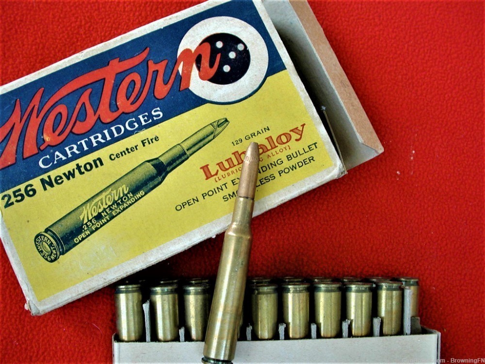 .256 Newton Original Vintage Box 20 Rounds Western Bullseye-img-1
