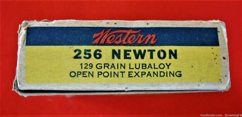 .256 Newton Original Vintage Box 20 Rounds Western Bullseye-img-2