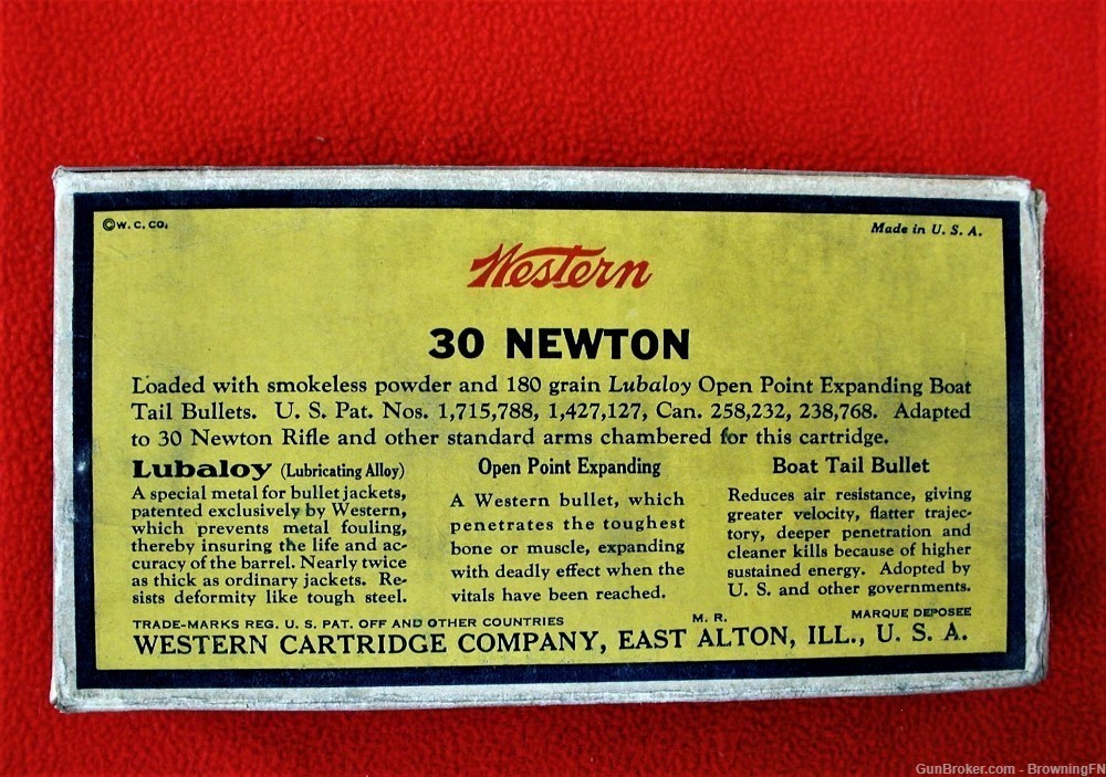 .30 Newton Original Vintage Box 20 Rounds Western Bullseye-img-2