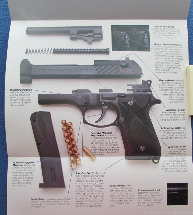 Original Vintage Beretta Model 92F Introduction Flyer-img-1
