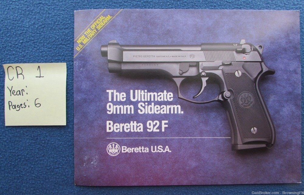 Original Vintage Beretta Model 92F Introduction Flyer-img-0