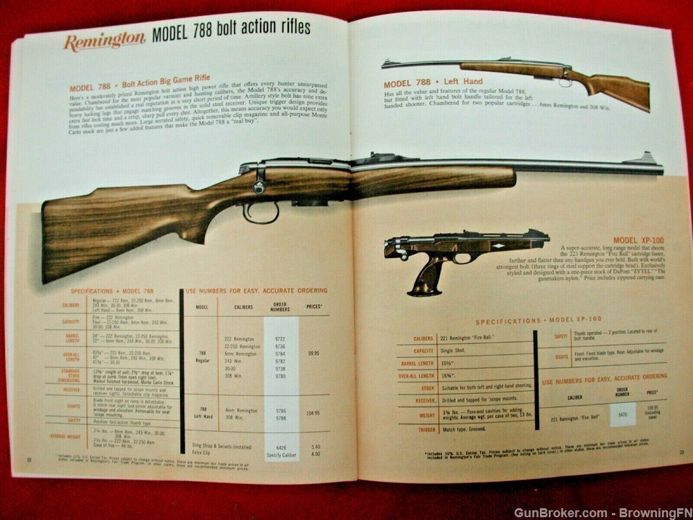 Orig Remington 1971 Catalog Model XP-100 580 540 572 788 Nylon 66 77 Apache-img-3