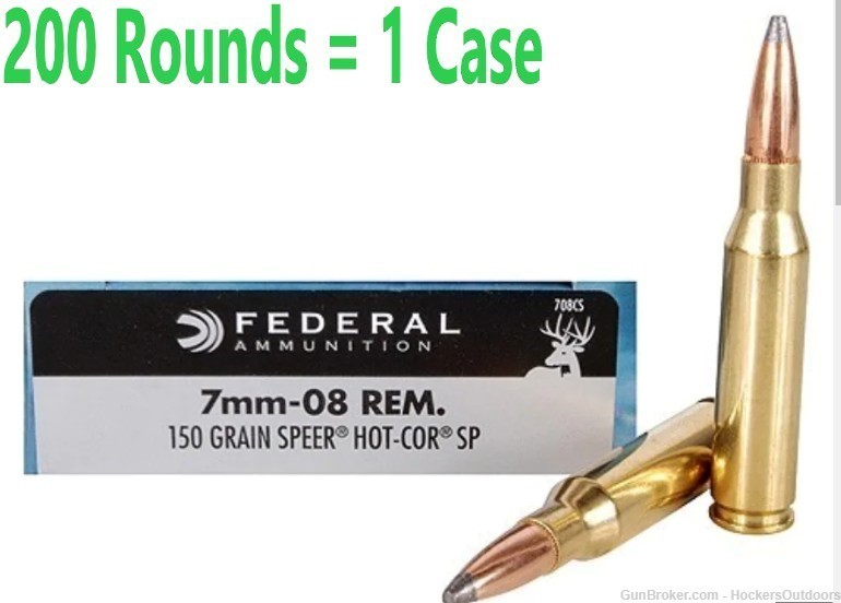 200 Rounds Federal 708CS Power-Shok 7mm-08 Rem 150 gr Jacketed Soft Point -img-0
