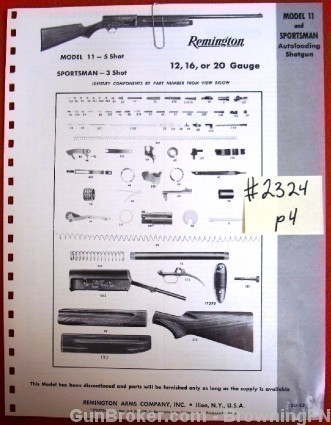 Remington Parts List Schematic Model 11 Sportsman-img-0