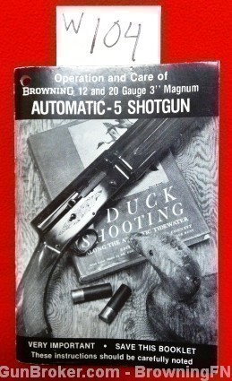 Browning Auto 5 Shotgun A-5 Owners Manual-img-0