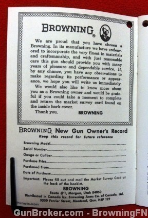 Browning Auto 5 Shotgun A-5 Owners Manual-img-1